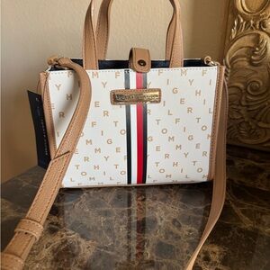Tommy Hilfiger White and Brown Mini Bag